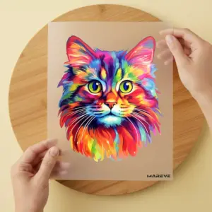 Bügelbild/Sticker - Watercolour - Katze - Rainbow