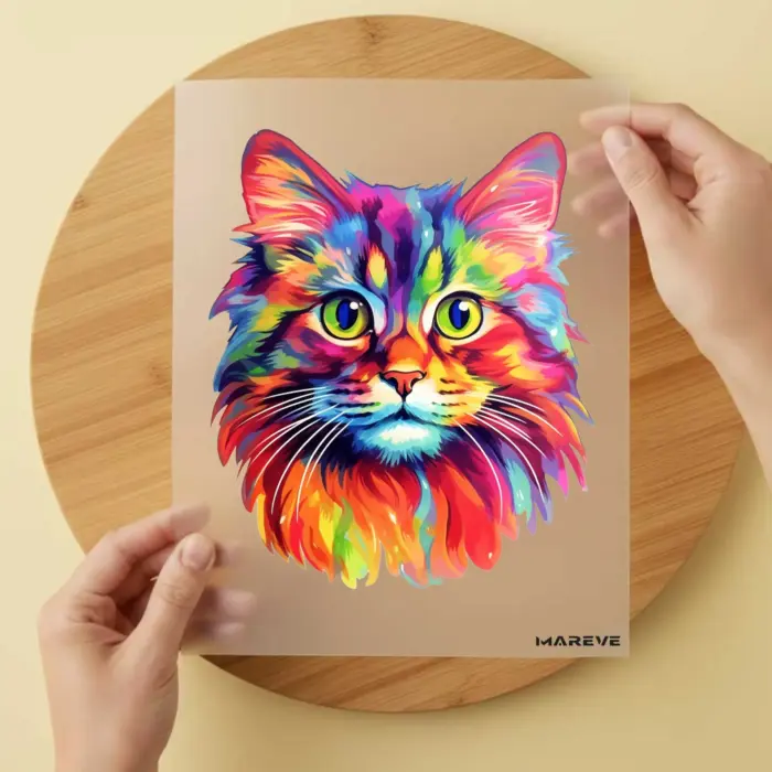 Bügelbild-Watercolour-Katze-Rainbow