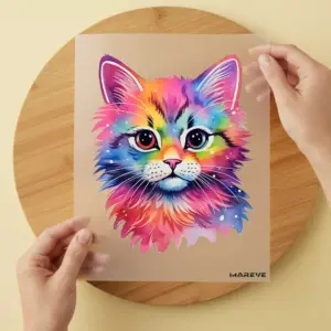 Bügelbild/Sticker - Watercolour - Katzenbaby - Rainbow