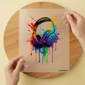 Bügelbild/Sticker - Watercolour - Kopfhörer - Rainbow