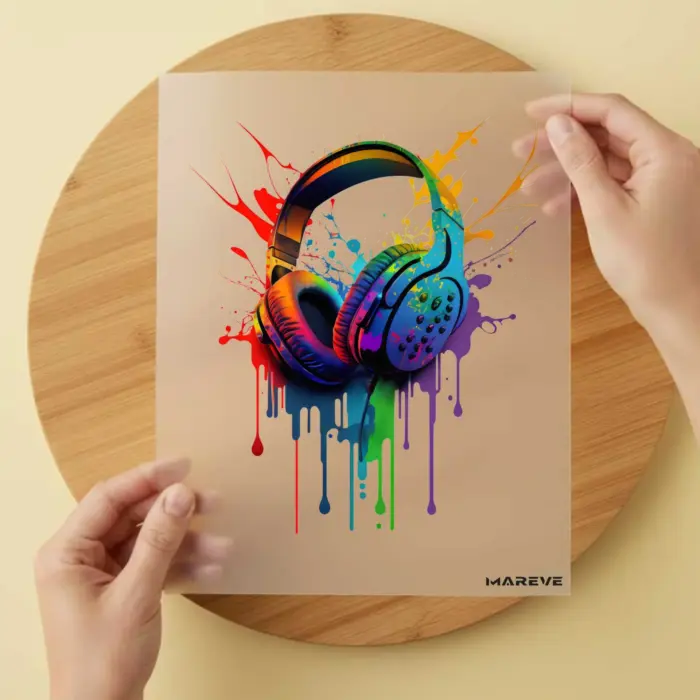 Bügelbild-Watercolour-Kopfhörer-Rainbow