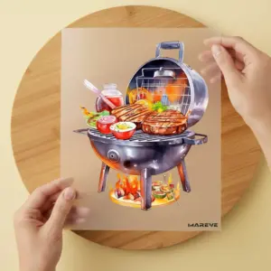 Bügelbild/Sticker - Watercolour - Kugelgrill