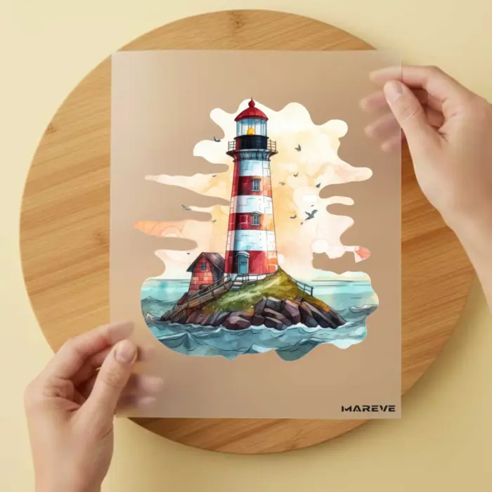 Bügelbild-Watercolour-Leuchtturm