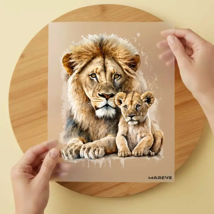 Bügelbild-Watercolour-Löwen-Papa-Kind