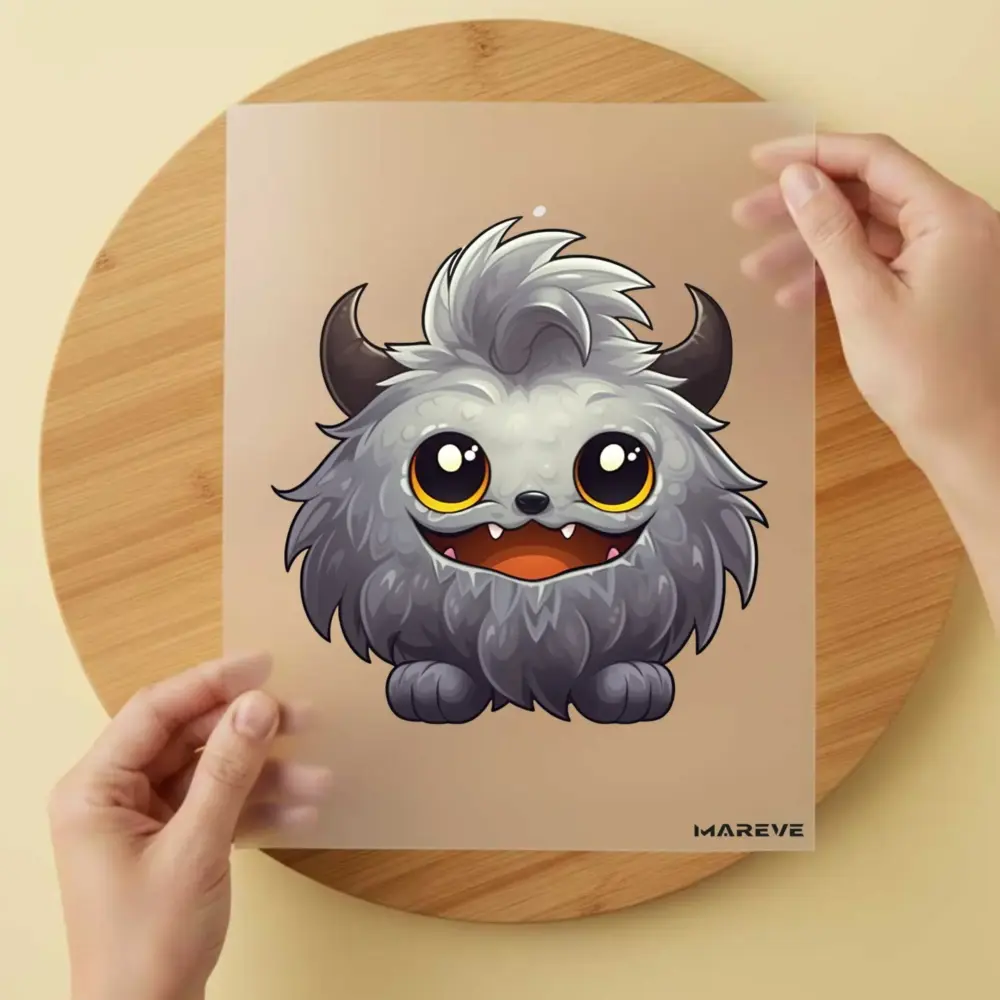 Bügelbild/Sticker - Watercolour - Monster - Grau