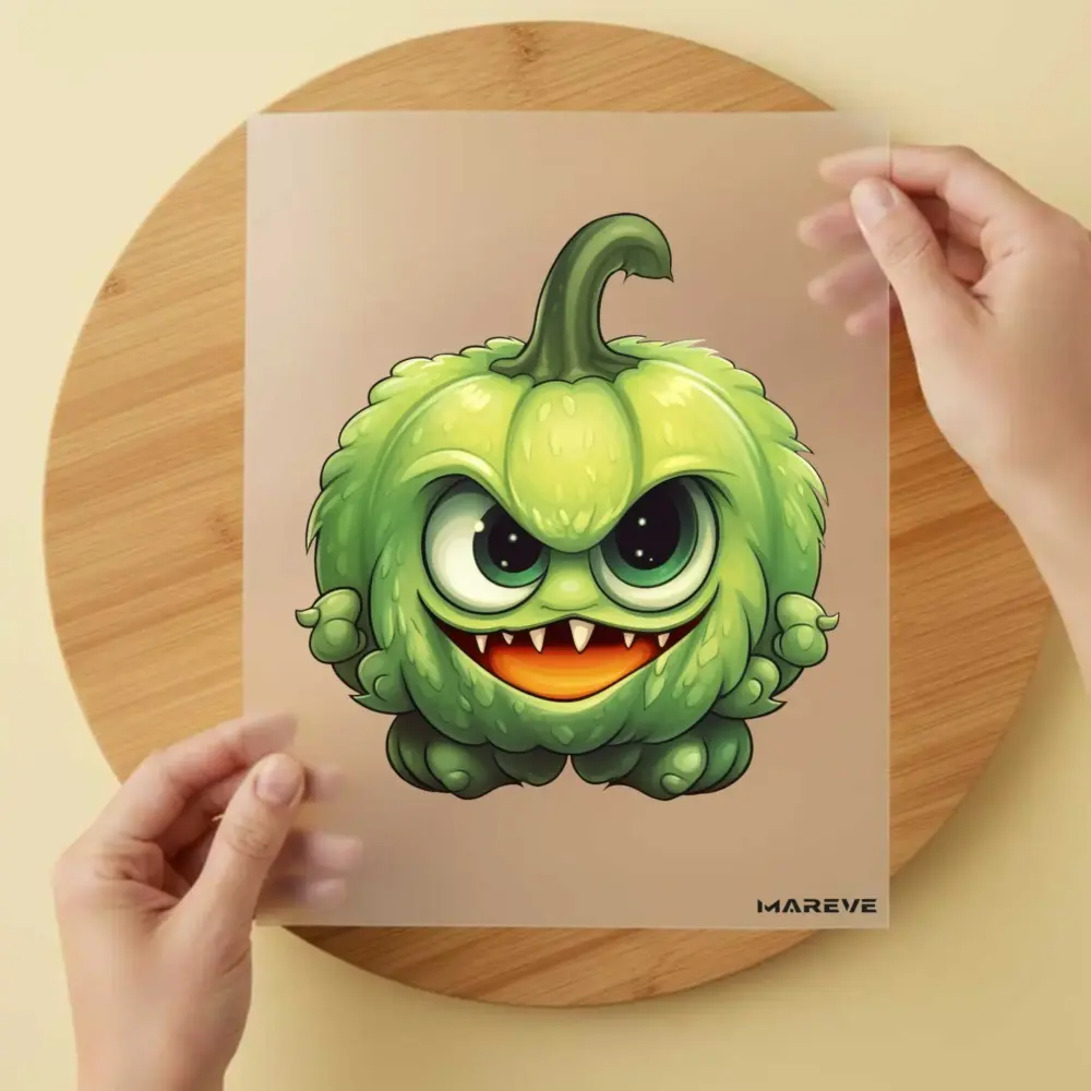 Bügelbild/Sticker - Watercolour - Monster Kürbis - Grün