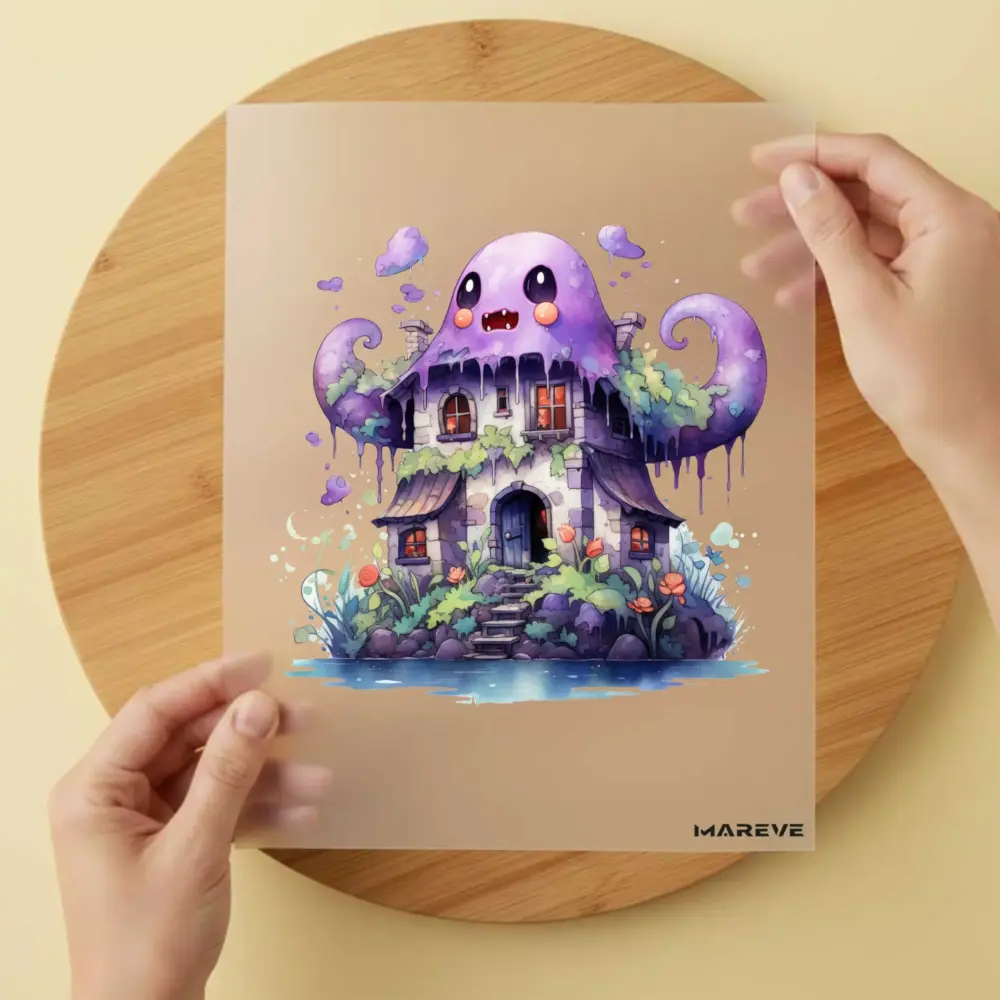 Bügelbild/Sticker - Watercolour - Monsterhaus - Lila
