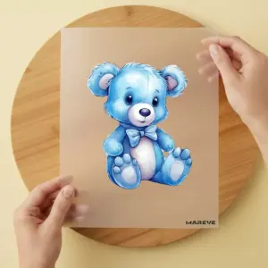 Bügelbild/Sticker - Watercolour - Teddybär - Blau