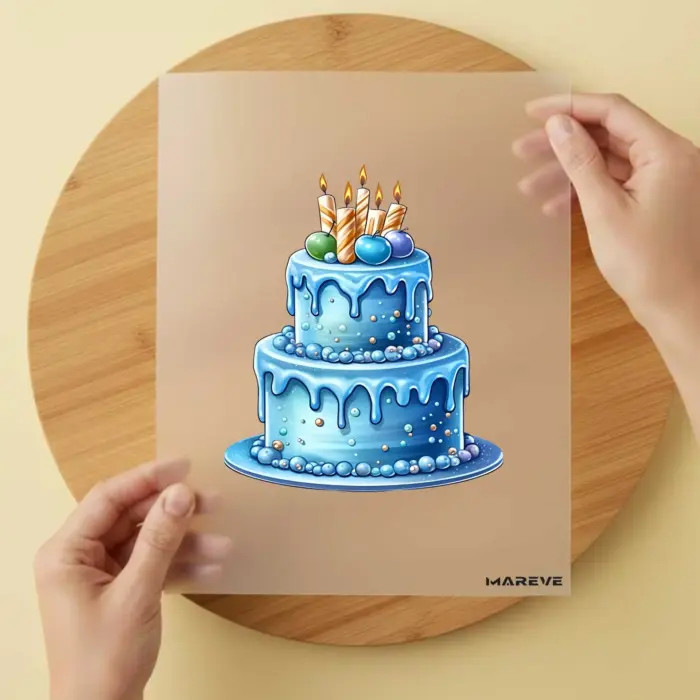 Bügelbild - Watercolour - Torte - Blau