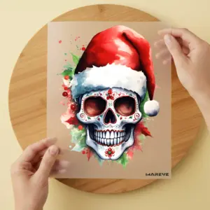 Bügelbild/Sticker - Watercolour - Totenkopf - Weihnachten