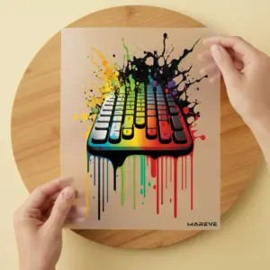 Bügelbild/Sticker - Watercolour - halbe Tastatur - Rainbow