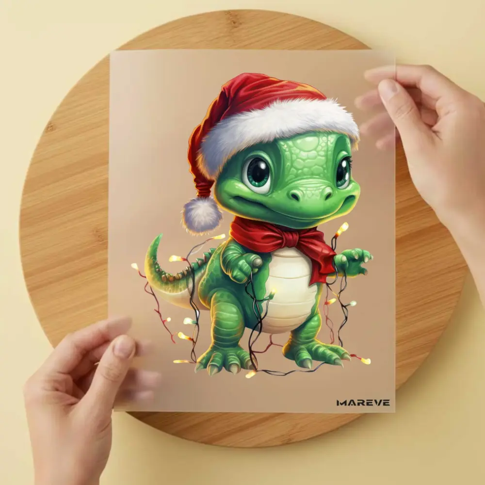 Bügelbild/Sticker - Weihnachten - Dinobaby/Lichterkette