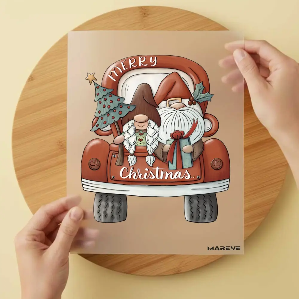 Bügelbild/Sticker - Weihnachten - Gnome - Auto