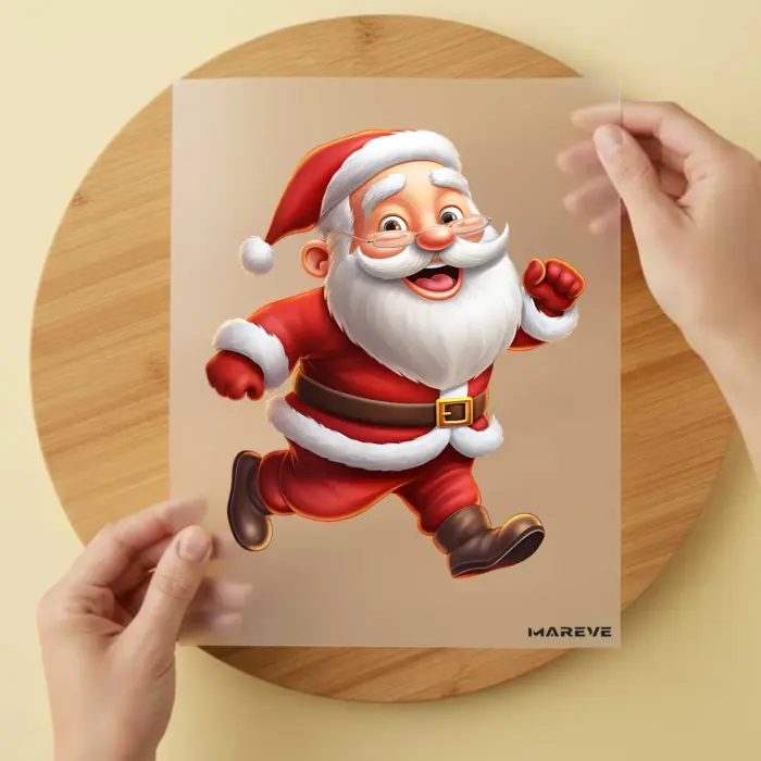 Bügelbild-Weihnachtsmann-Rennend
