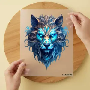 Bügelbild/Sticker - Wolfskopf - Türkis