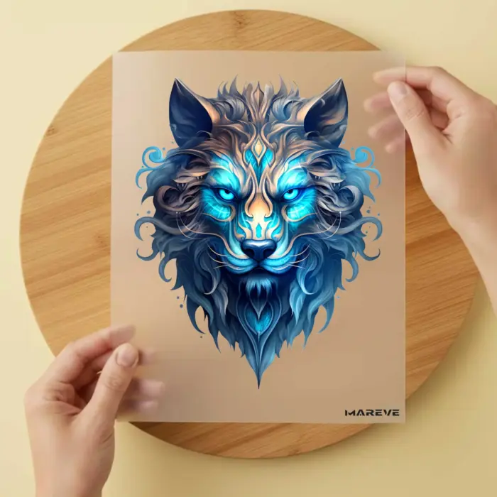 Bügelbild-Wolfskopf-Türkis Bügelbild-Wolfskopf-Türkis