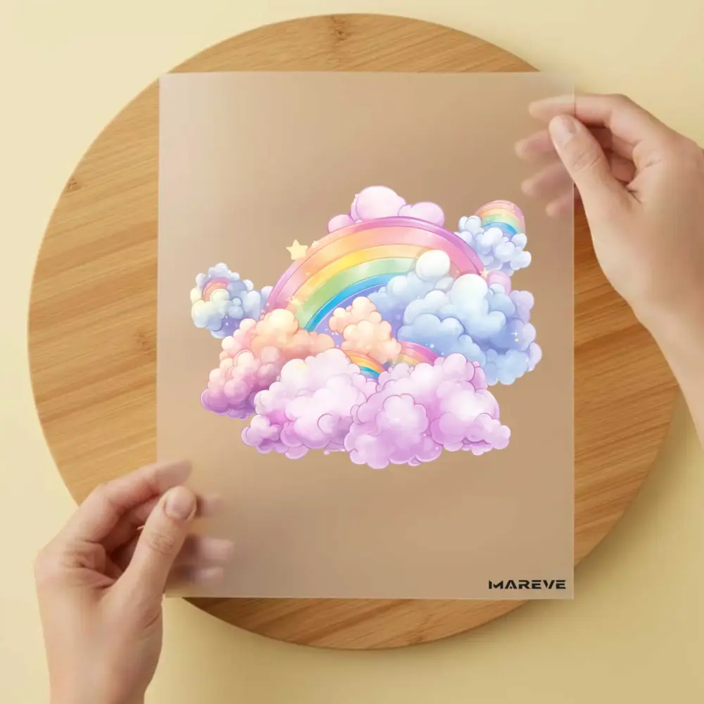 Bügelbild/Sticker - Wolken/Regenbogen - Pastell