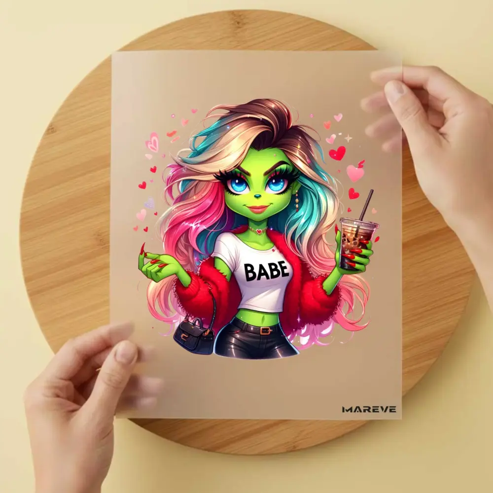 Bügelbild/Sticker - grüne Frau - Babe Schwarz