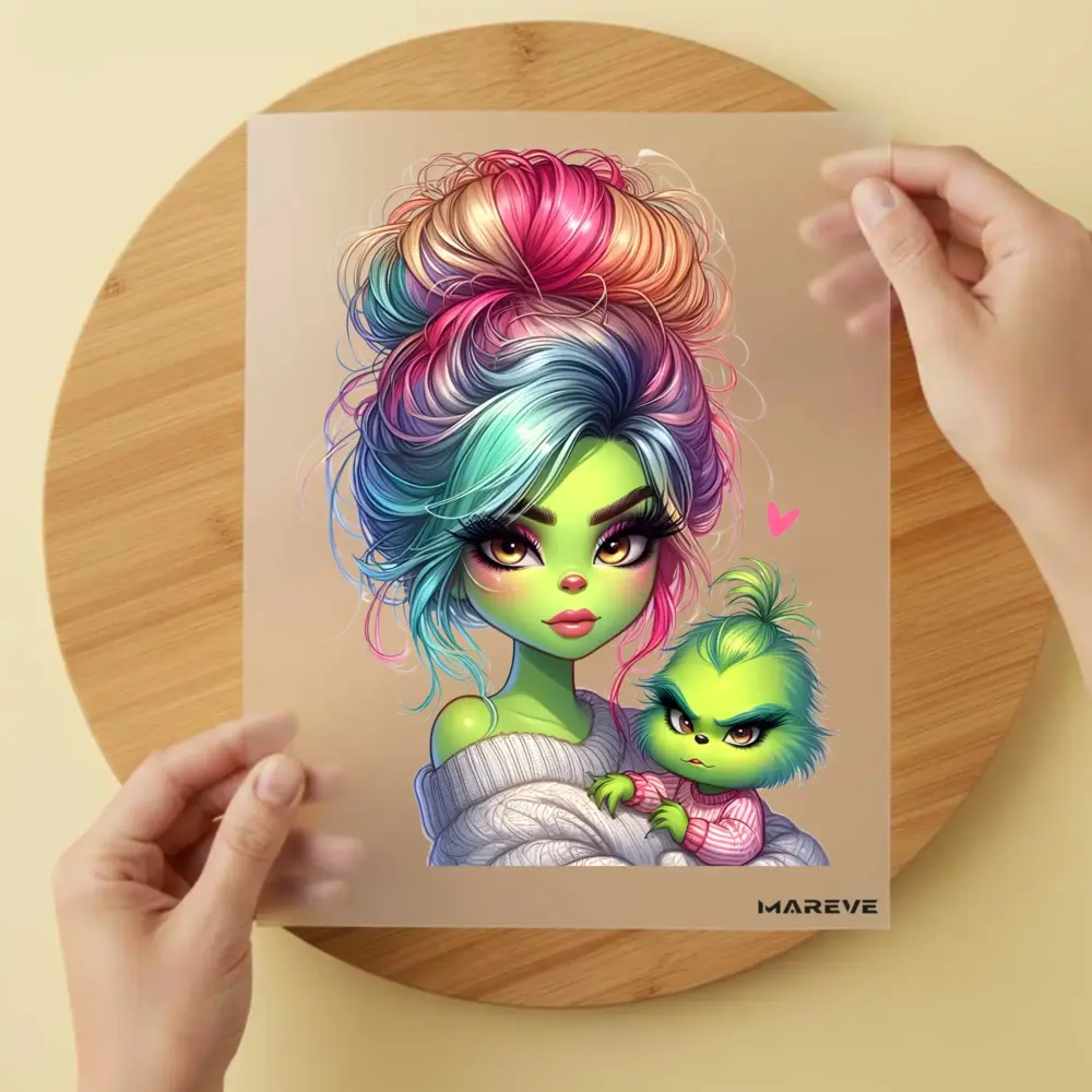Bügelbild/Sticker - grüne Frau - Baby