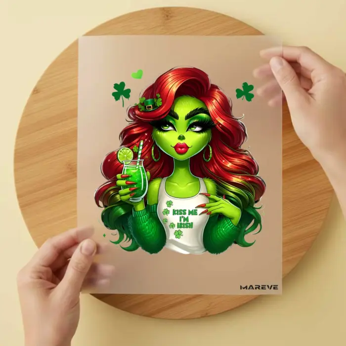 Bügelbild-grüne-Frau-Haare-Rot-Grün Bügelbild-grüne-Frau-Haare-Rot-Grün