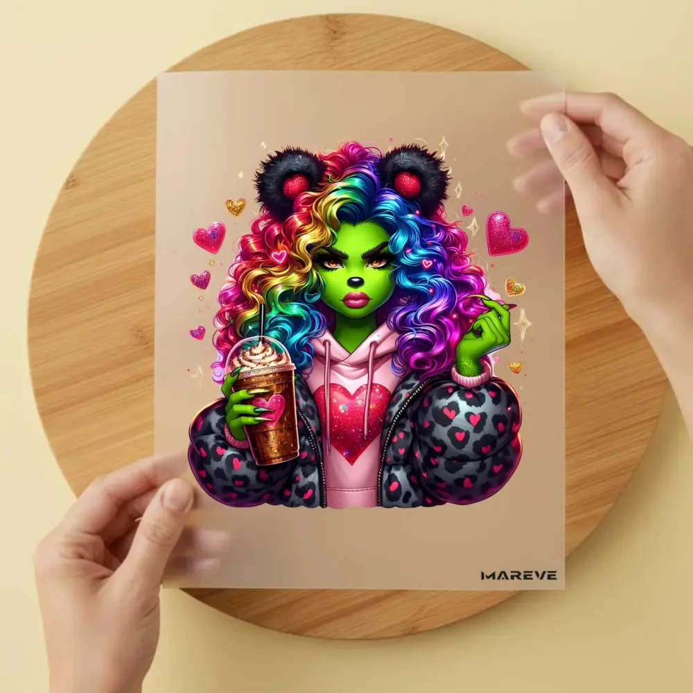Bügelbild/Sticker - grüne Frau - Locken