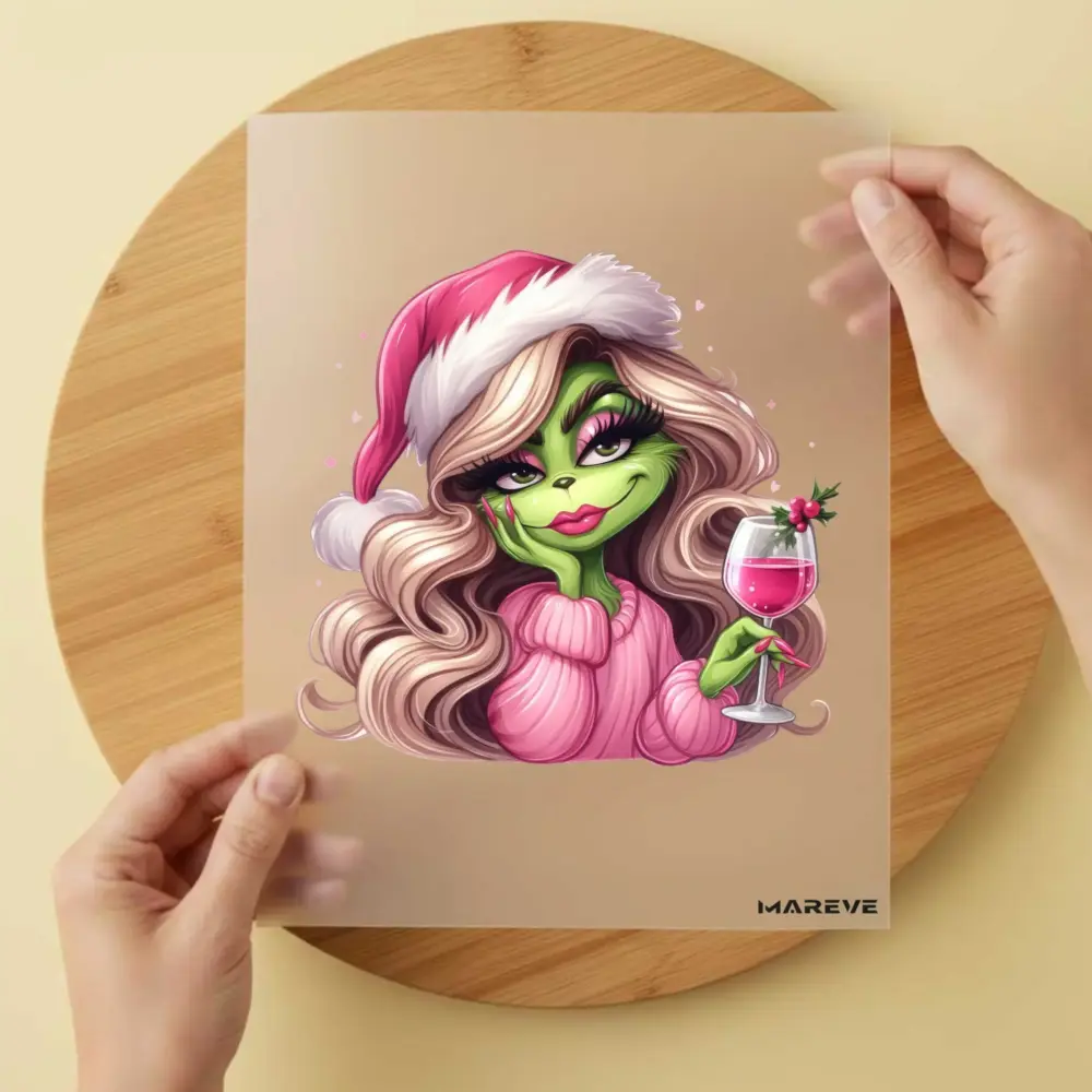 Bügelbild/Sticker - grüne Frau - Wein