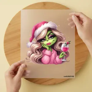 Bügelbild/Sticker - grüne Frau - Wein