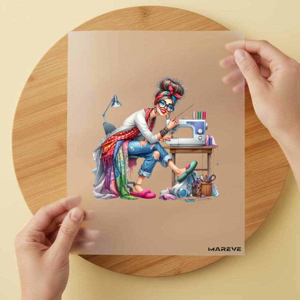 Bügelbild/Sticker - Frau - Nähen