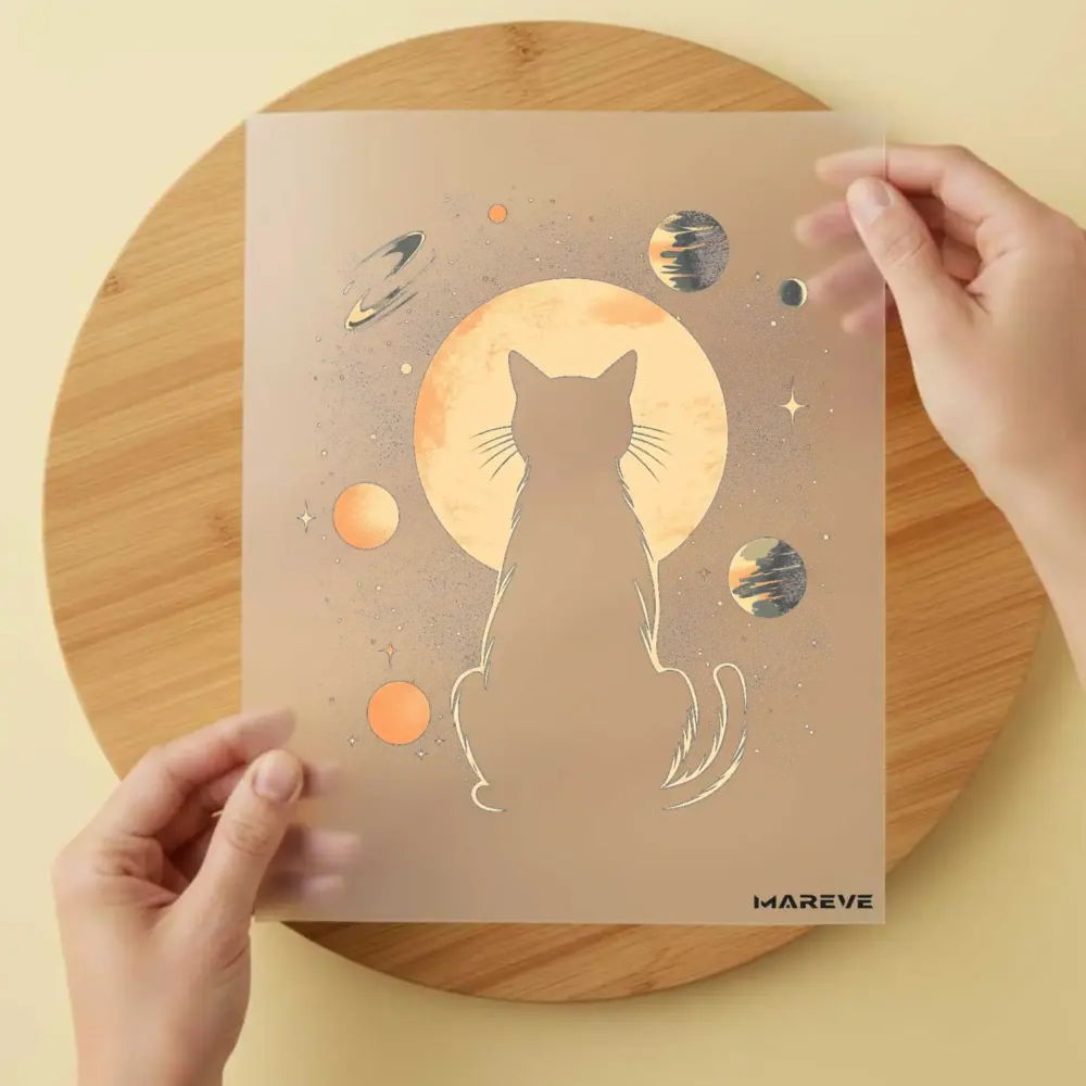 Bügelbild/Sticker - Dekor - Katze - Mond