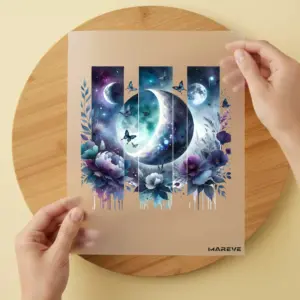 Bügelbild/Sticker - Design - Mond - Flower/Blau