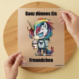 Bügelbild/Sticker - Einhorn - Ganz dünnes Eis Freundchen