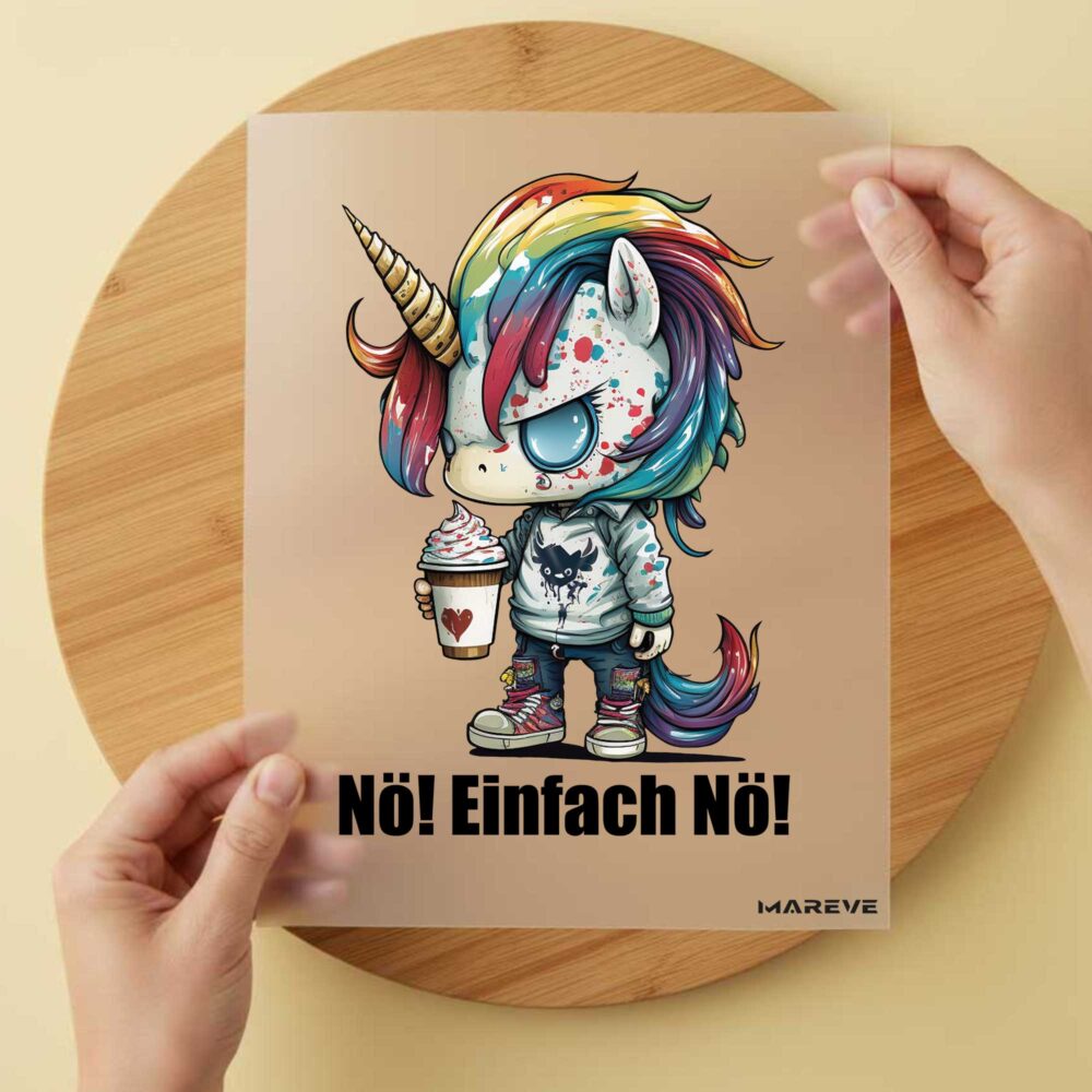 Bügelbild/Sticker - Einhorn - Nö! Einfach Nö!