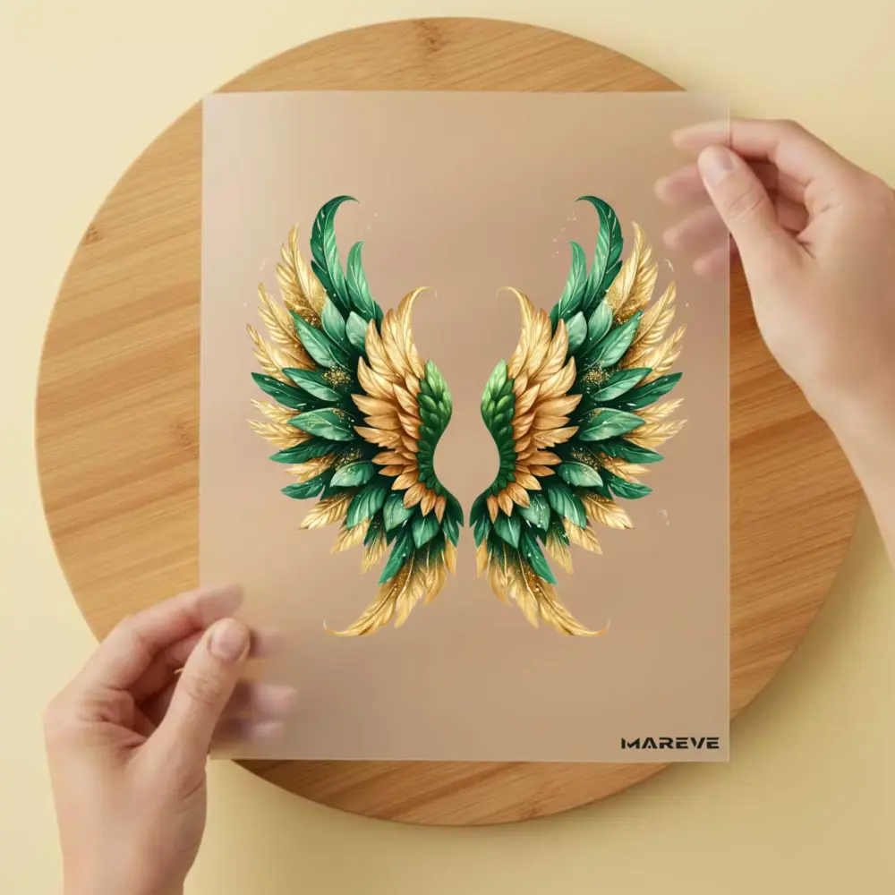 Bügelbild/Sticker - Engelsflügel - Gold/Grün