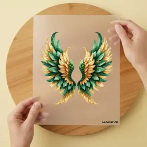 Bügelbild/Sticker - Engelsflügel - Gold/Grün