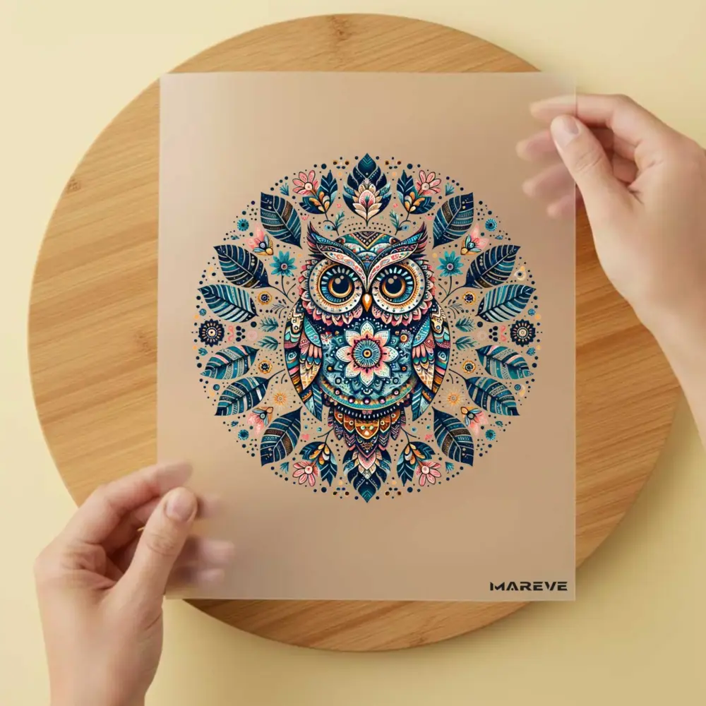 Bügelbild/Sticker - Eule - Mandala - Blätter