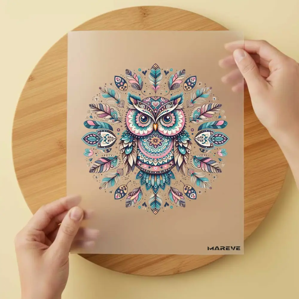 Bügelbild/Sticker - Eule - Mandala - Federn
