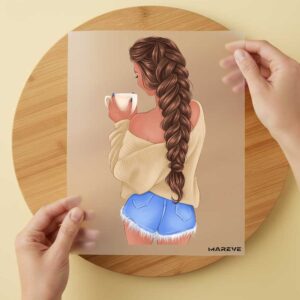 Bügelbild/Sticker - Frau - Rücken - Kaffee - Braun