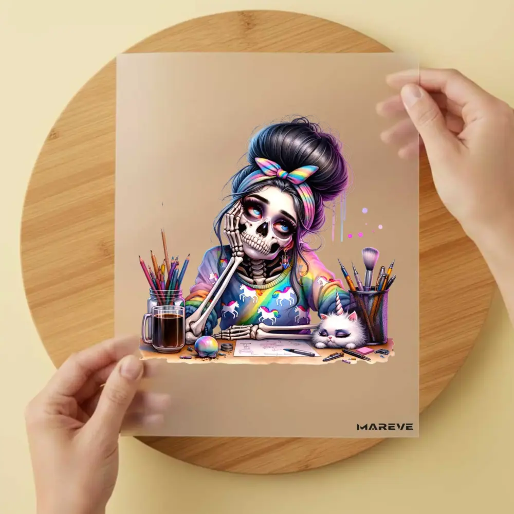 Bügelbild/Sticker - Frau - Skull - Nachdenklich