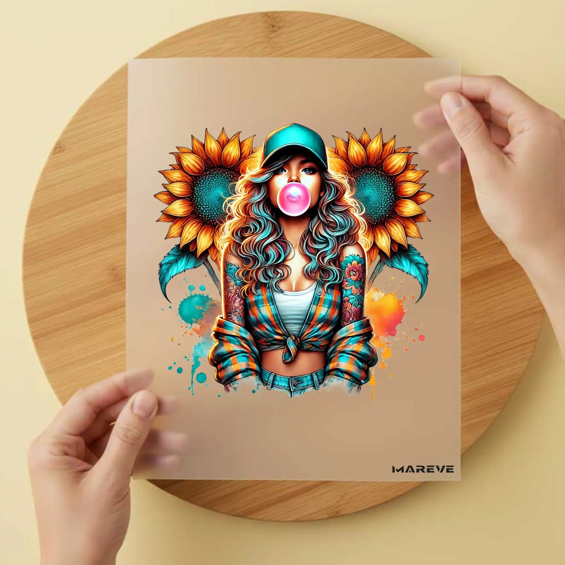 Frau-Sonnenblume-Kaugummi
