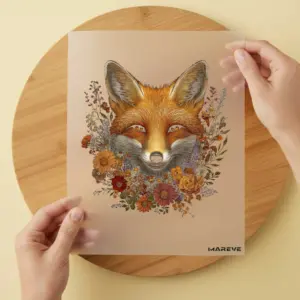 Bügelbild/Sticker - Fuchs - Kopf - Flower