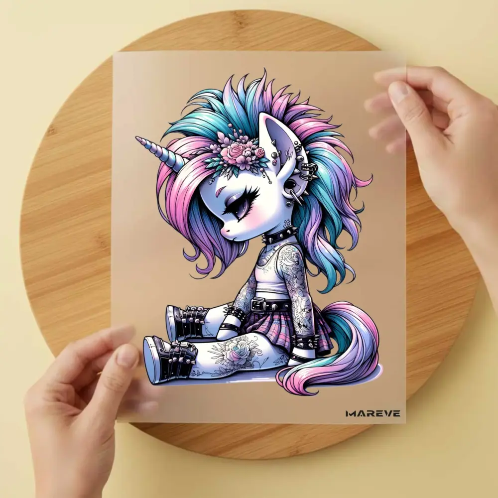 Bügelbild/Sticker - Gothic - Einhorn - Tattoowiert