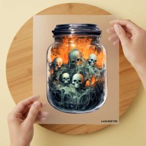 Bügelbild/Sticker - Watercolour - Halloween im Glas - Totenkopf