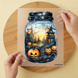Bügelbild/Sticker - Watercolour - Halloween im Glas - Spuk