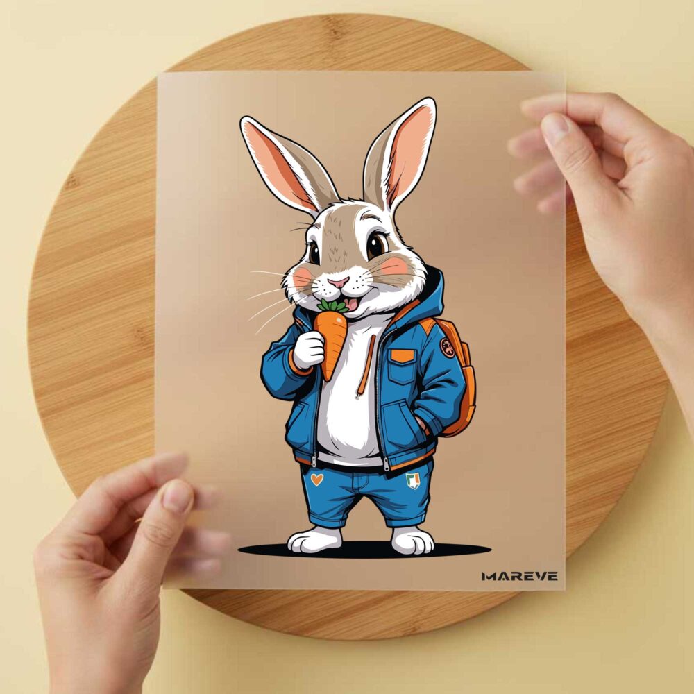 Bügelbild/Sticker - Hase - blauer Anzug