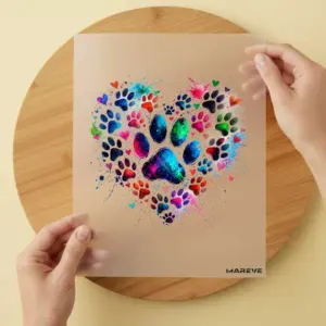 Bügelbild/Sticker - Herz - Pfoten