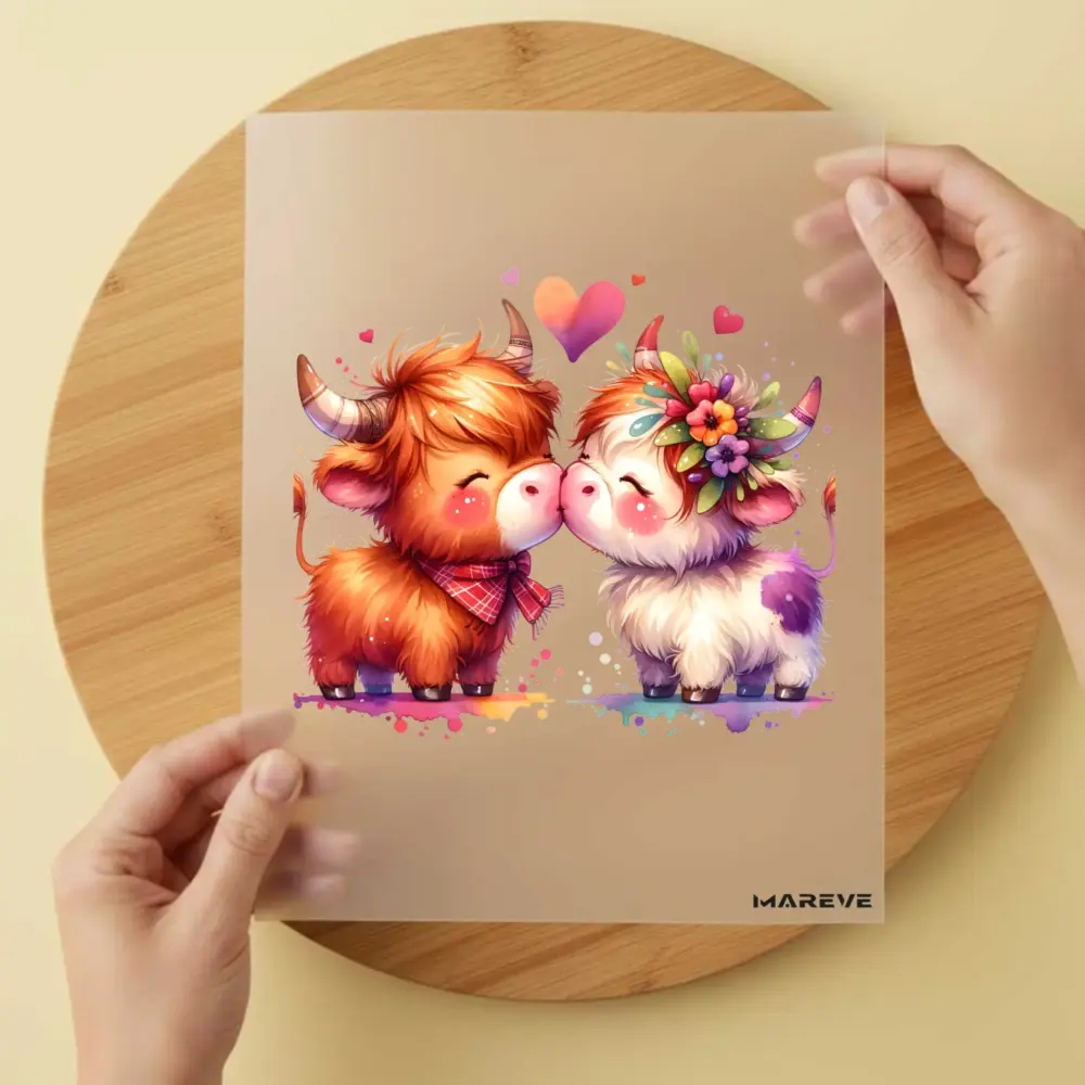 Bügelbild/Sticker - Highland Kuh - Küssend