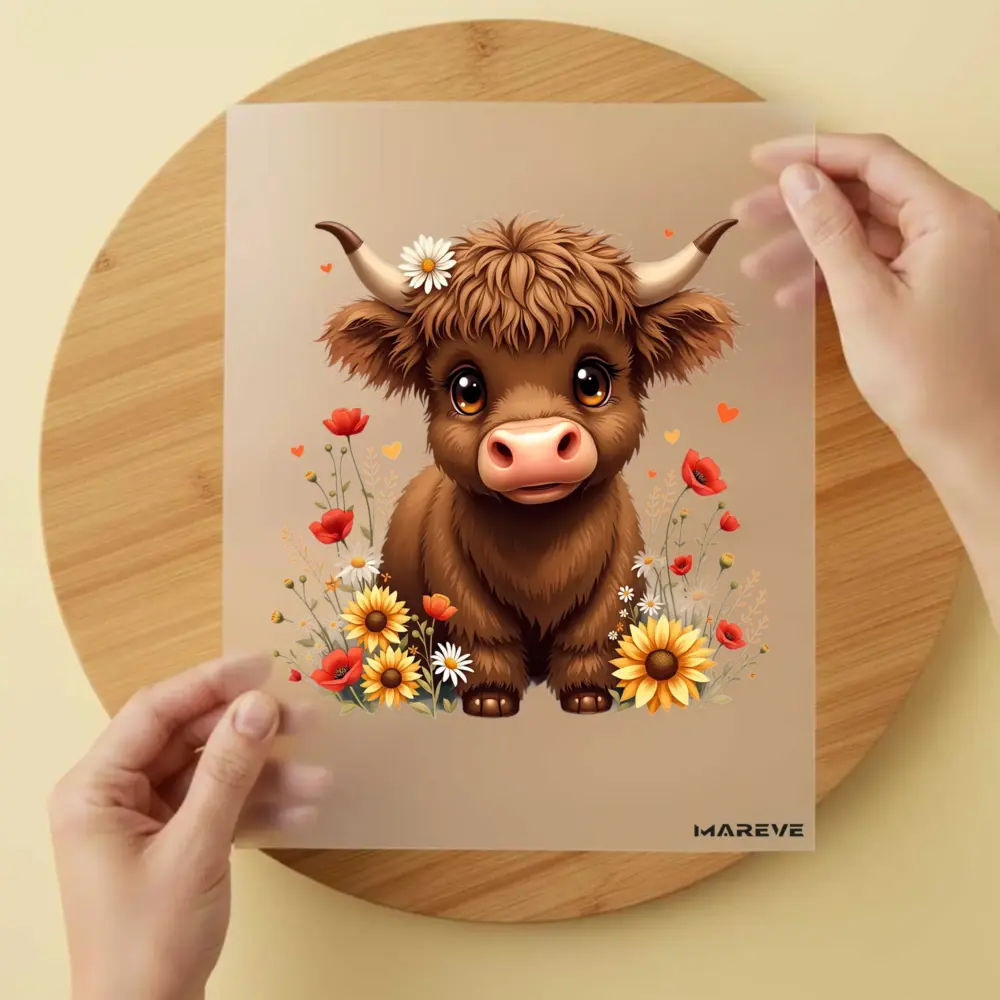 Bügelbild/Sticker - Highland Kuh - Braun