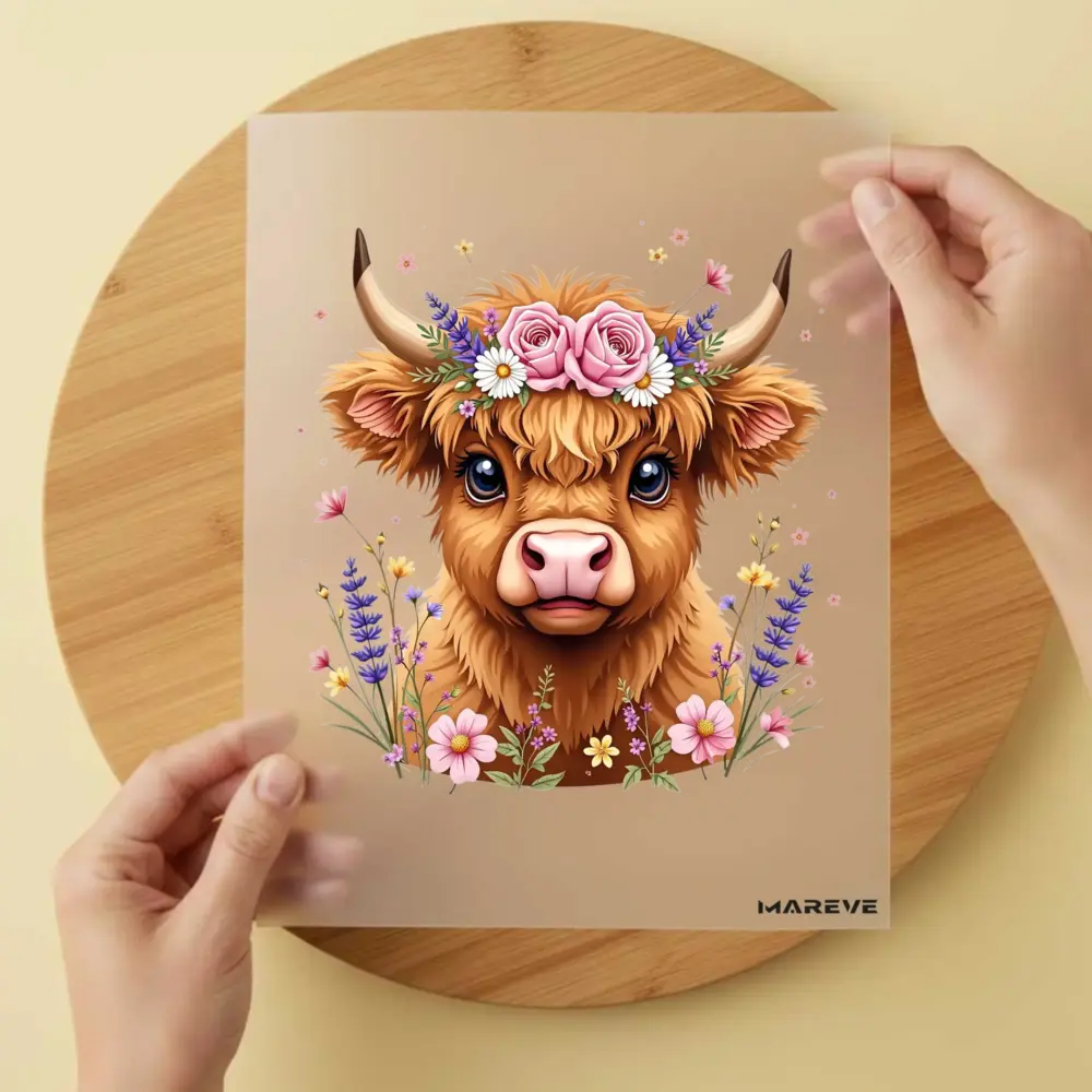 Bügelbild/Sticker - Highland Kuh - Flowertime