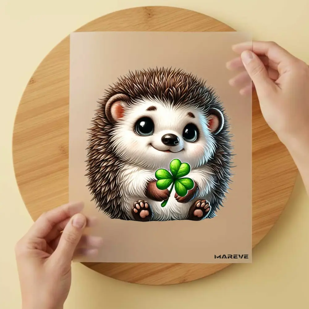 Bügelbild/Sticker - Igel - Kleeblatt