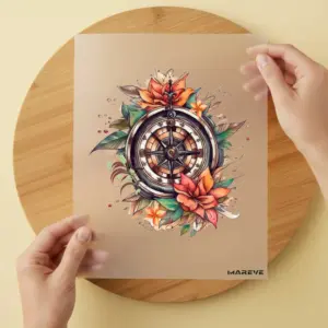 Bügelbild/Sticker - Kompass - Flower